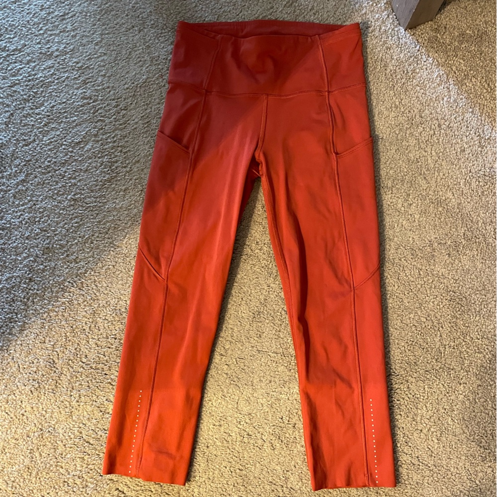 LULULEMON BURNT ORANGE SIZE 4 ACTIVE LEGGINGS